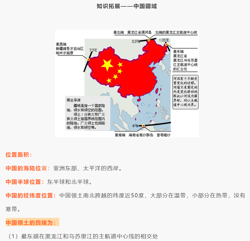 初中中国地理常识考点汇总
